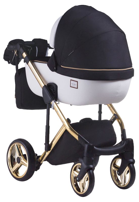 Коляска 2 в 1 Adamex Luciano Polar (Gold) Y802 белый (кожа) - черный