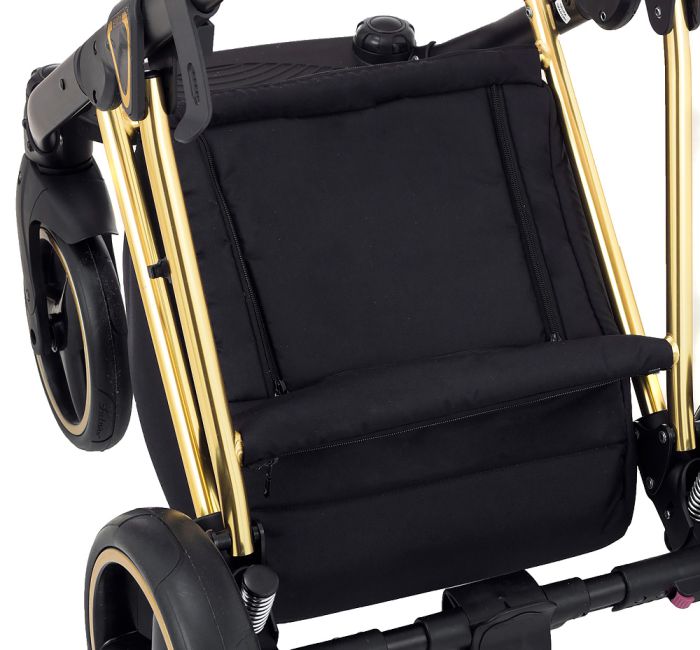 Коляска 2 в 1 Adamex Mimi Polar (Gold) Y836B чорний (люрікс) - чорна шкіра (перфорація)