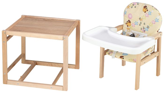 Стільчик-трансформер Babyroom Поні-230 eko без лаку пластикова стільниця бежевий (вінні пух)