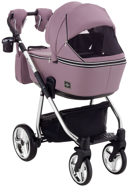 Коляска 2 в 1 Adamex Sierra Polar (Chrome) шкіра 100% SR332 бузковий - бузковий (перфорація)