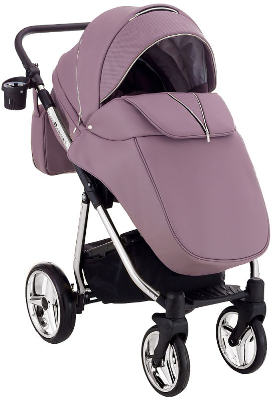 Коляска 2 в 1 Adamex Sierra Polar (Chrome) шкіра 100% SR332 бузковий - бузковий (перфорація)