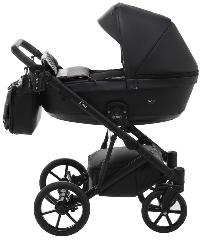 Коляска 2 в 1 Bair Kiwi кожа 100% BK-15 черный