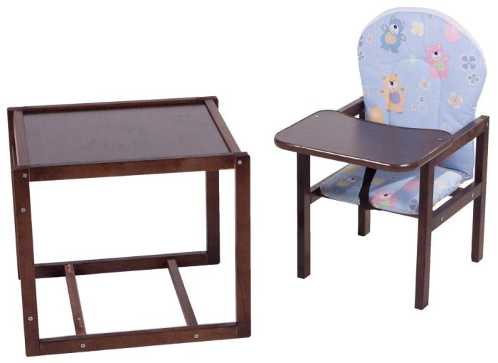 Стульчик- трансформер Babyroom Карапуз-120 тонированный МДФ столешница  голубой (мишка)