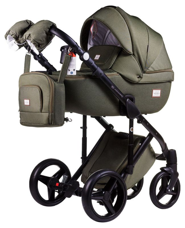 Коляска 2 в 1 Adamex Luciano jeans Q7 хаки