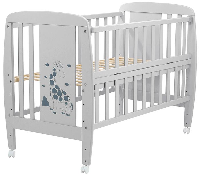 Кровать Babyroom Жирафик откидной бок, колеса DJO-01  бук серый