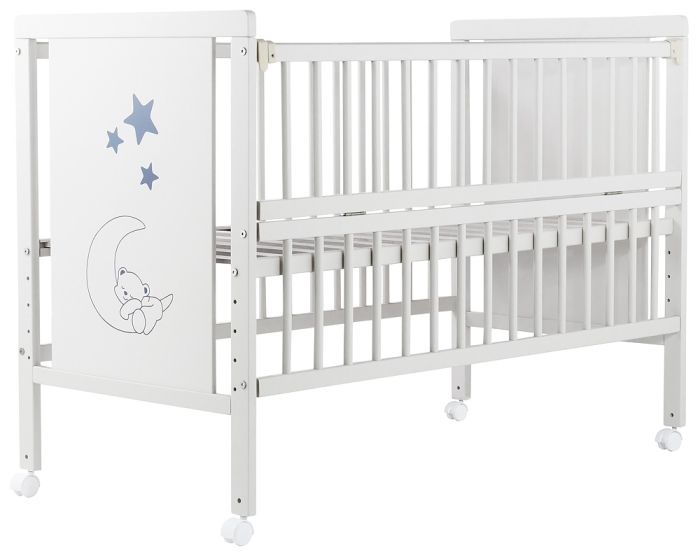 Кровать Babyroom Медвежонок M-01 откидной бок, колеса  бук белый