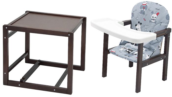 Стульчик- трансформер Babyroom Пони-220 тонированный пластиковая столешница  серый (собачки)