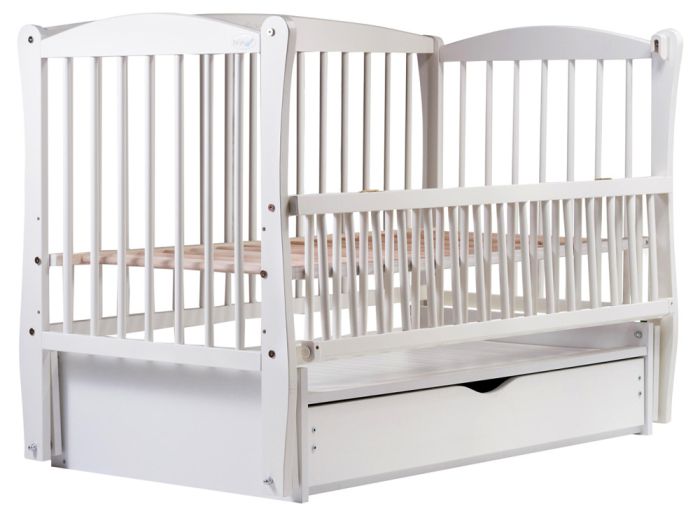 Кровать Babyroom Елит маятник, ящик, откидной бок DEMYO-5  бук белый