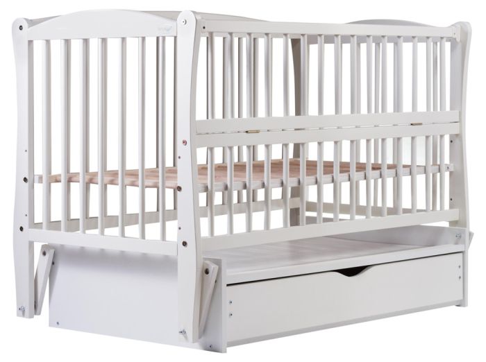 Кровать Babyroom Елит маятник, ящик, откидной бок DEMYO-5  бук белый