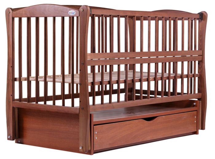 Кровать Babyroom Елит резьба маятник, ящик, откидной бок DER-7  бук тик