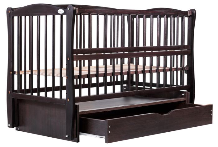 Кровать Babyroom Елит резьба маятник, ящик, откидной бок DER-7  бук венге