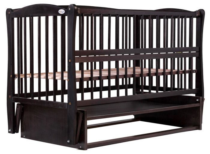 Кровать Babyroom Елит резьба, маятник, откидной бок DER-6  бук венге