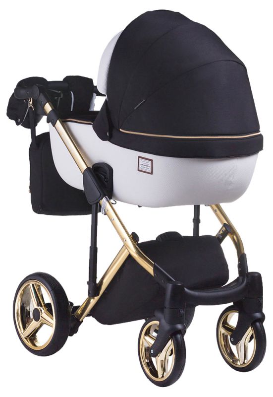 Коляска 2 в 1 Adamex Luciano Polar (Gold) Y802 белый (кожа) - черный