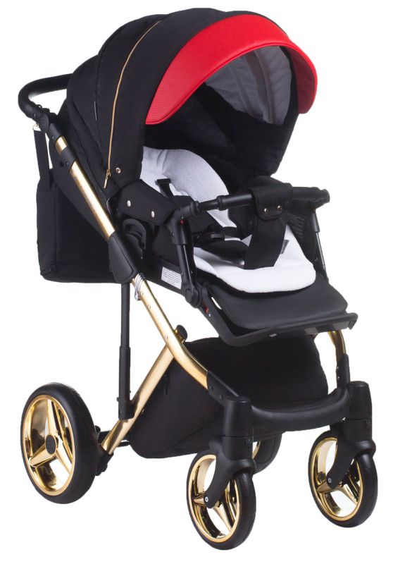 Коляска 2 в 1 Adamex Luciano Polar (Gold) Y804 красный (кожа) - черный