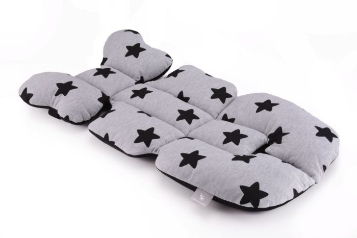 Матрац в коляску та автокрісло Cottonmoose Air 828/29/101 black star cotton jersey siatka czarna (сірий (чорні)