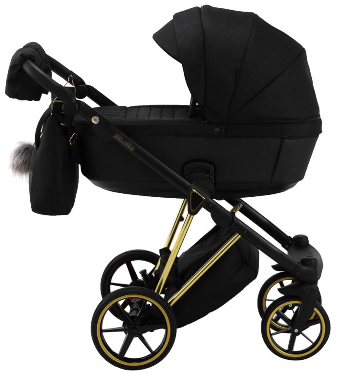 Коляска 2 в 1 Adamex Belissa Special Edidion (Gold) PS-569 чорний - чорна шкіра (перфорація)