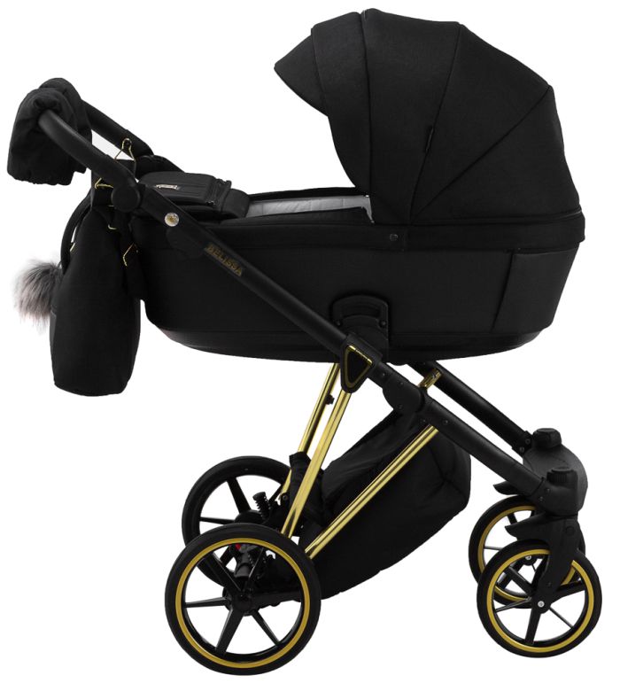 Коляска 2 в 1 Adamex Belissa Special Edidion (Gold) PS-569 чорний - чорна шкіра (перфорація)