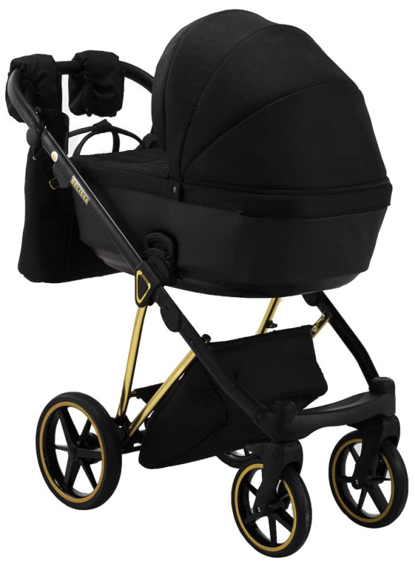Коляска 2 в 1 Adamex Belissa Special Edidion (Gold) PS-569 чорний - чорна шкіра (перфорація)