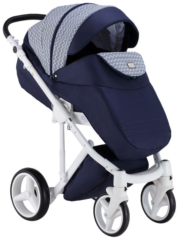 Коляска 2 в 1 Adamex Luciano jeans Q203 синій (зигзаг)