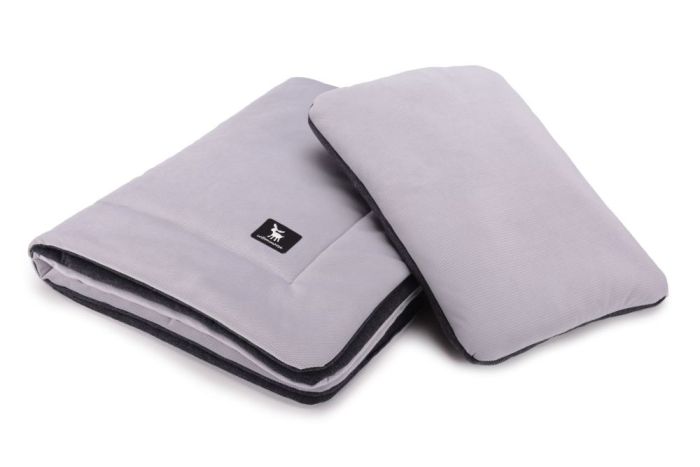 Плед с подушкой Cottonmoose Cotton Velvet 408/117/115 серый (бархат) с графитовым