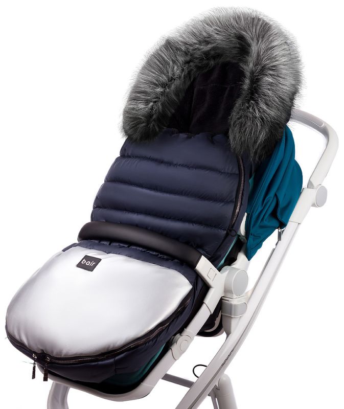 Зимний конверт Bair Polar premium  темно-синий - серебро кожа