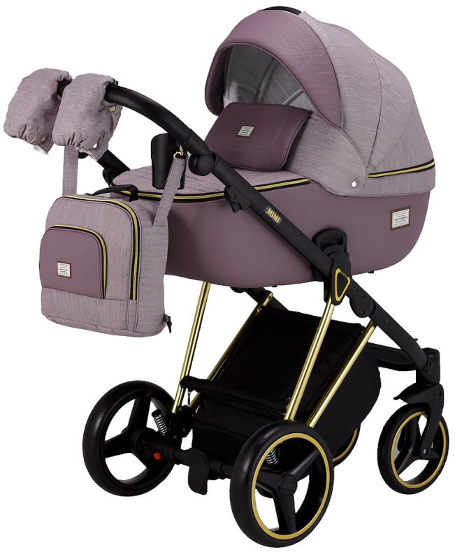 Коляска 2 в 1 Adamex Mimi Polar (Gold) Y811 сиреневый - сиреневый кожа (выдавленная точка)