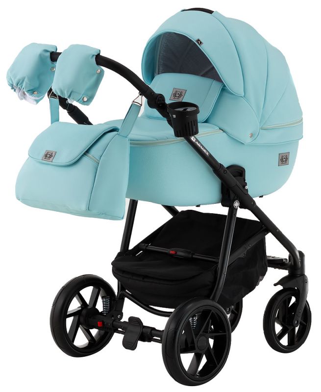 Коляска 2 в 1 Adamex Hybryd Plus кожа 100% BR335 голубой