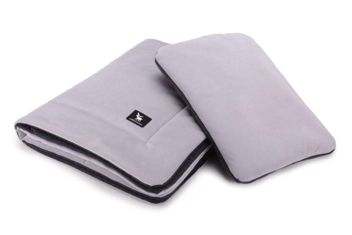 Плед с подушкой Cottonmoose Cotton Velvet 408/117/115 серый (бархат) с графитовым