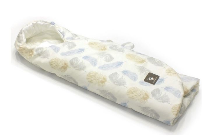 Конверт в коляску та автокрісло Cottonmoose ODWF 439/83/51 leaf blue cotton white cotton jersey (блакитний (ліс) з білим)