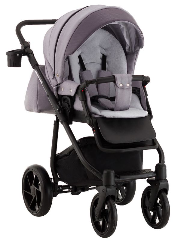 Коляска 2 в 1 Adamex Hybryd Plus BR228 серый - сиреневая кожа (выдавленная точка)