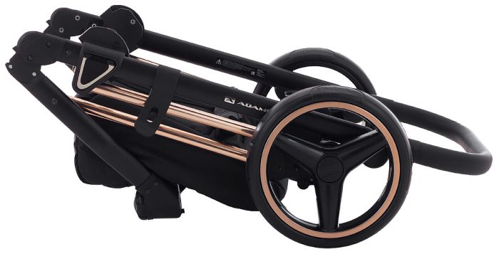 Коляска 2 в 1 Adamex Mimi Polar (Pink Gold) BR604 черный (люрикс) - медный (принт) кожа (выдавленная точка)