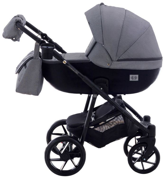 Коляска 2 в 1 Adamex Hybryd Plus BR281 черный кожа (мрамор) - серый