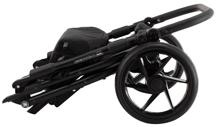 Коляска 2 в 1 Adamex Hybryd Plus BR281 черный кожа (мрамор) - серый