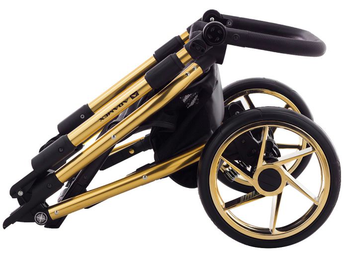 Коляска 2 в 1 Adamex Hybryd Plus Polar (Gold) Кожа 100% BR313 красный кожа (выдавленная точка) - красный кожа
