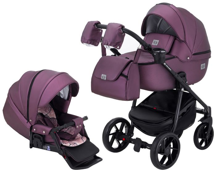 Коляска 2 в 1 Adamex Hybryd Plus кожа 100% Y233CZ фиолетовый (перламутр)