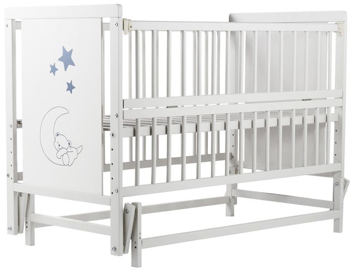 Кровать Babyroom Медвежонок M-02 маятник, откидной бок  бук белый