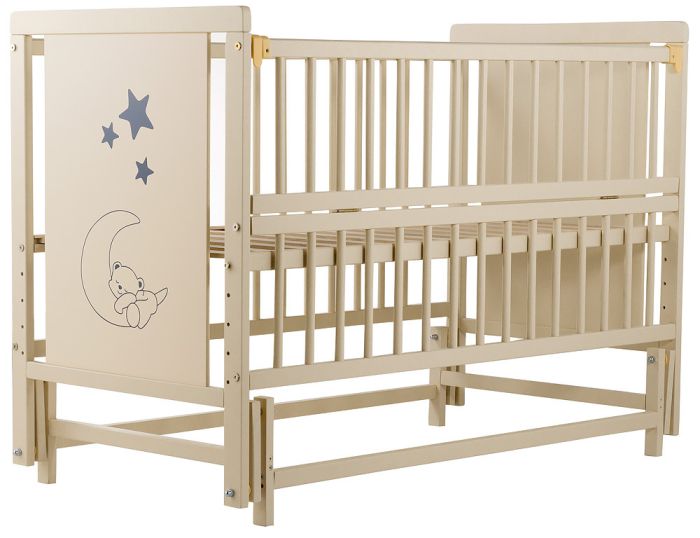 Кровать Babyroom Медвежонок M-02 маятник, откидной бок  бук слоновая кость