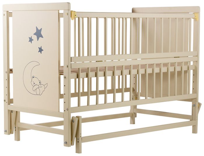 Кровать Babyroom Медвежонок M-02 маятник, откидной бок  бук слоновая кость
