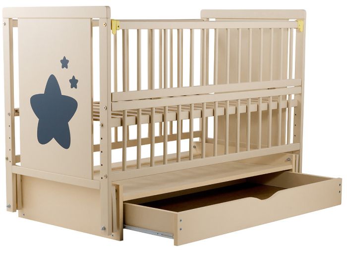 Кровать Babyroom Звездочка Z-03 маятник, ящик, откидной бок  бук слоновая кость
