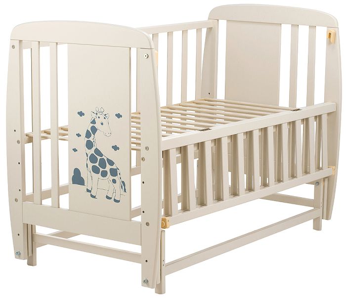 Кровать Babyroom Жирафик маятник, откидной бок DJMO-02  бук слоновая кость