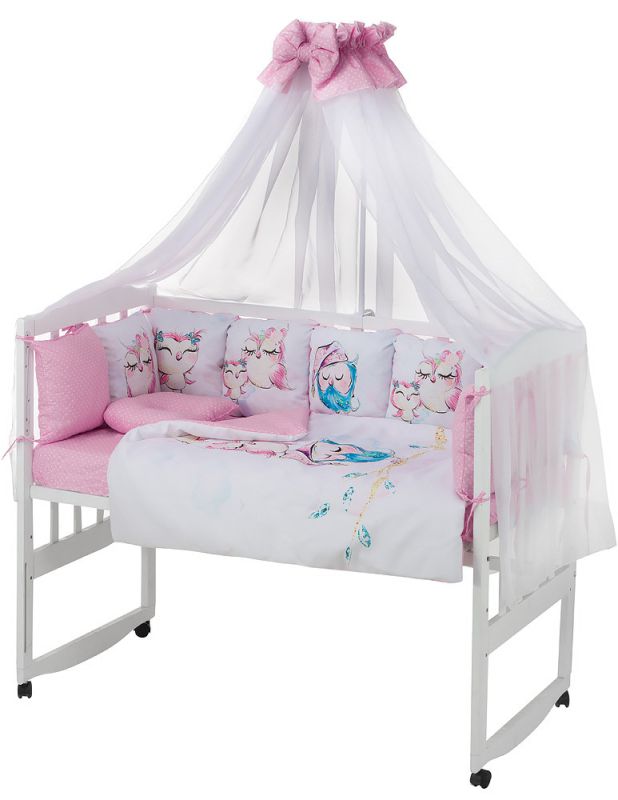 Детская постель Babyroom Bortiki Print-08  pink owl