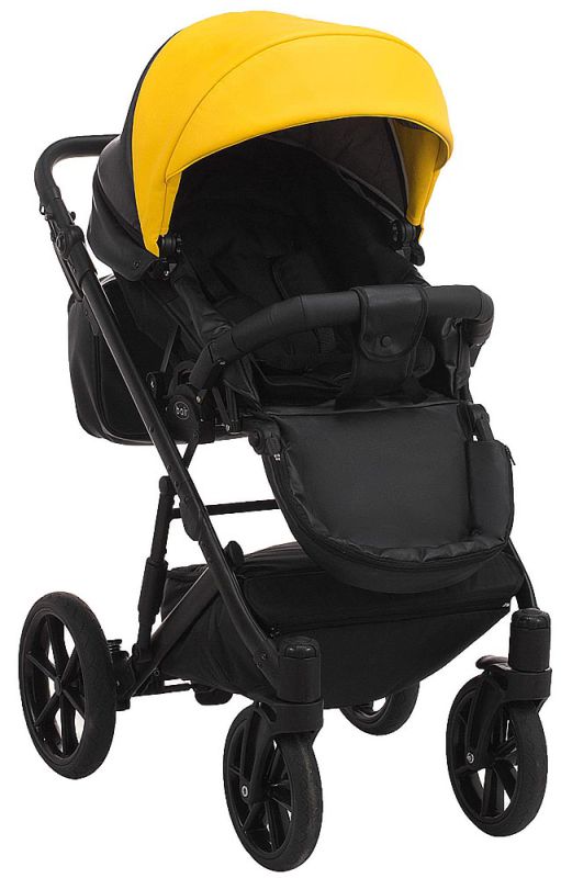 Коляска 2 в 1 Bair Kiwi кожа 100% BK-63/15 желтый - черный