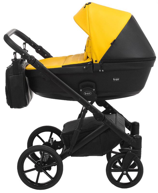 Коляска 2 в 1 Bair Kiwi кожа 100% BK-63/15 желтый - черный