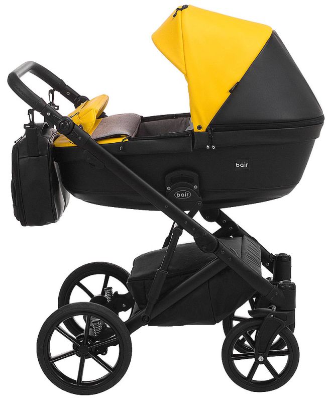 Коляска 2 в 1 Bair Kiwi кожа 100% BK-63/15 желтый - черный
