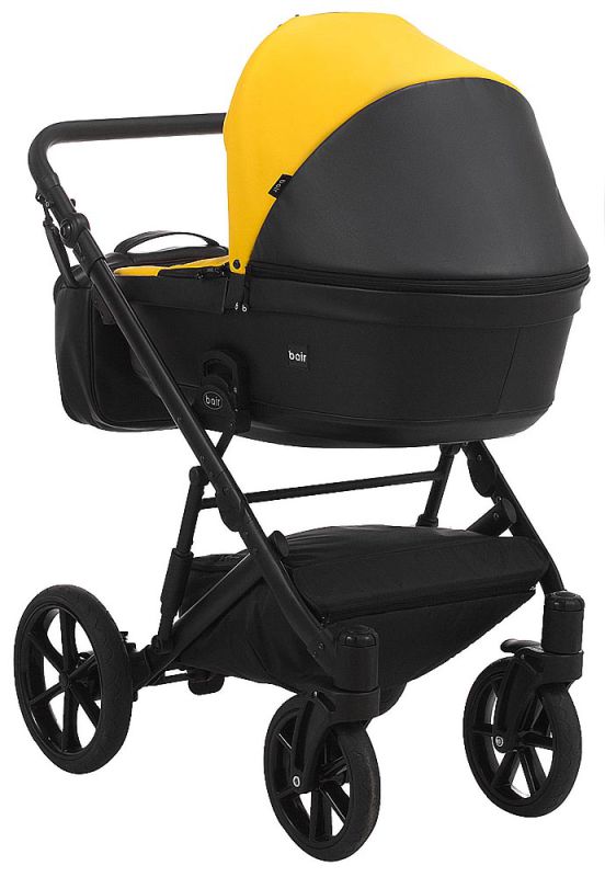 Коляска 2 в 1 Bair Kiwi кожа 100% BK-63/15 желтый - черный