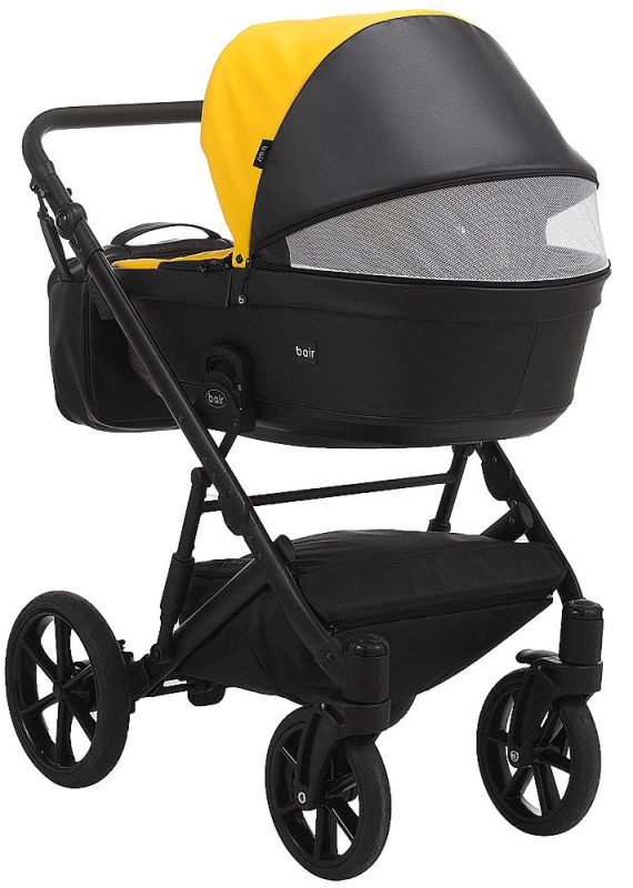 Коляска 2 в 1 Bair Kiwi кожа 100% BK-63/15 желтый - черный
