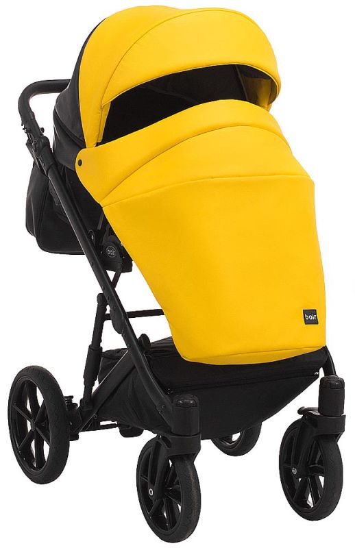 Коляска 2 в 1 Bair Kiwi кожа 100% BK-63/15 желтый - черный