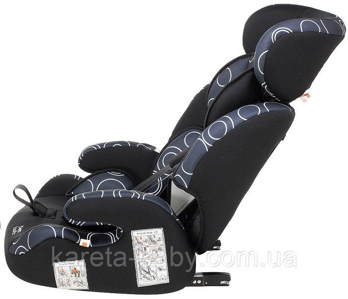 Автокресло Bair Beta Iso-fix 1/2/3 (9-36 кг) DBI1424 черный - темно-синий (круги)