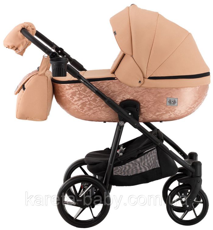 Коляска 2 в 1 Adamex Hybryd Plus BR264 персиковый - медный (принт) атлас