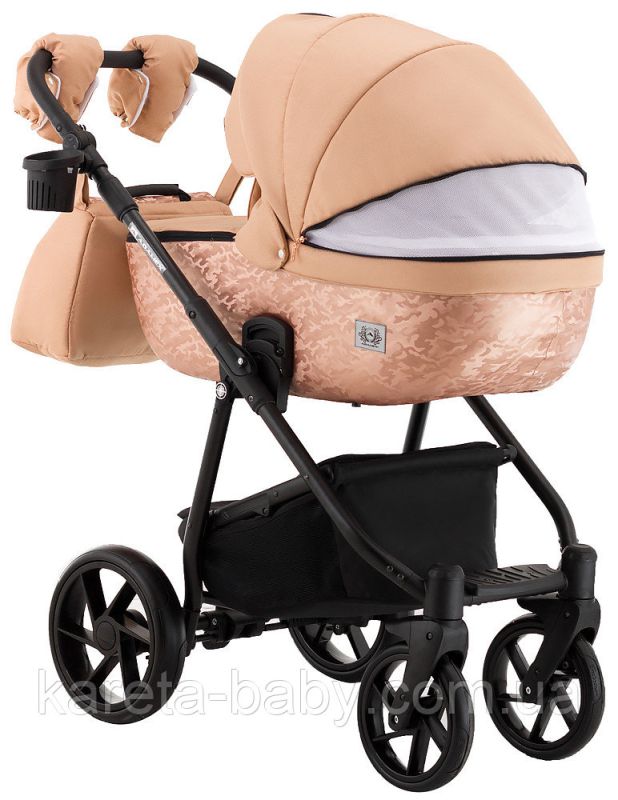 Коляска 2 в 1 Adamex Hybryd Plus BR264 персиковый - медный (принт) атлас